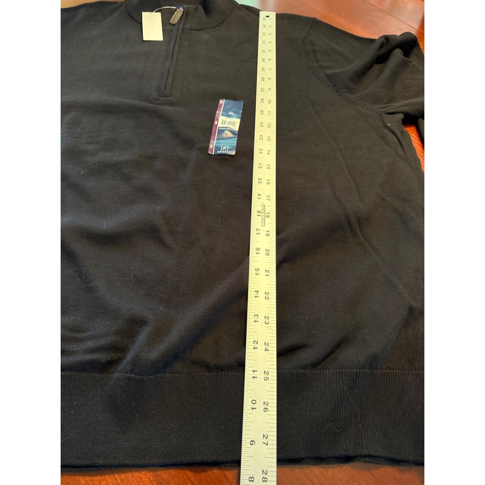 NWT GEORGE Men's black 2XL 1/4 Zip Pullover Long Sleeve Sweatshirt office party - Picture 7 of 8